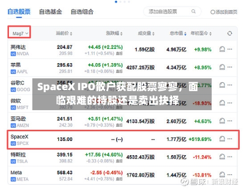 SpaceX IPO散户获配股票寥寥	，面临艰难的持股还是卖出抉择-第2张图片