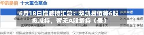 6月18日增减持汇总：华凯易佰等6股拟减持，暂无A股增持（表）-第2张图片