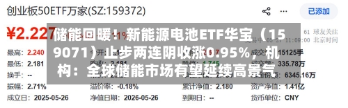 储能回暖！新能源电池ETF华宝（159071）止步两连阴收涨0.95%，机构：全球储能市场有望延续高景气