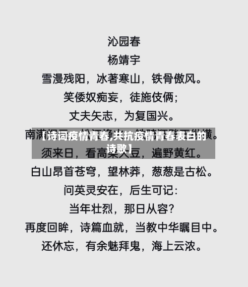 【诗词疫情青春,共抗疫情青春表白的诗歌】-第2张图片