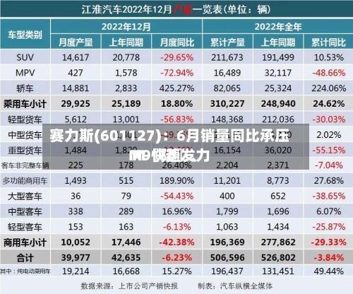 赛力斯(601127)：6月销量同比承压 M〖陆〗、M9快速发力-第2张图片