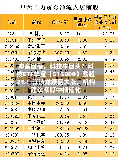 冲高回落	，科技牛回头？科技ETF华宝（515000）跌超2%！江波龙绩后大涨，机构建议紧盯中报催化-第2张图片