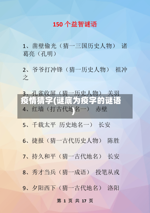 疫情猜字(谜底为疫字的谜语)