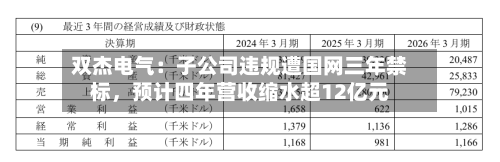双杰电气：子公司违规遭国网三年禁标，预计四年营收缩水超12亿元-第2张图片